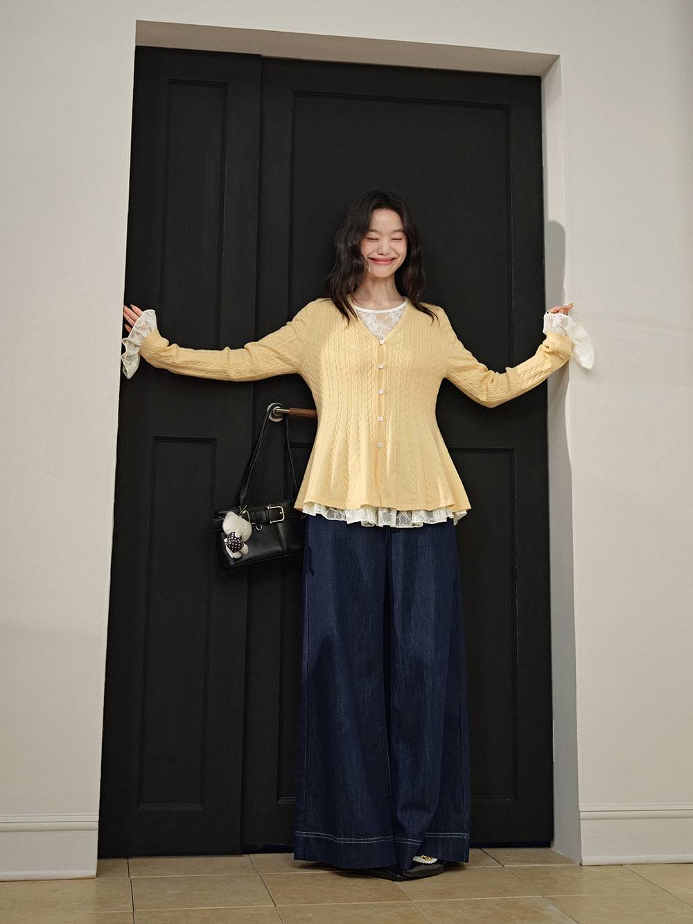 Knit Top and Lace Undershirt