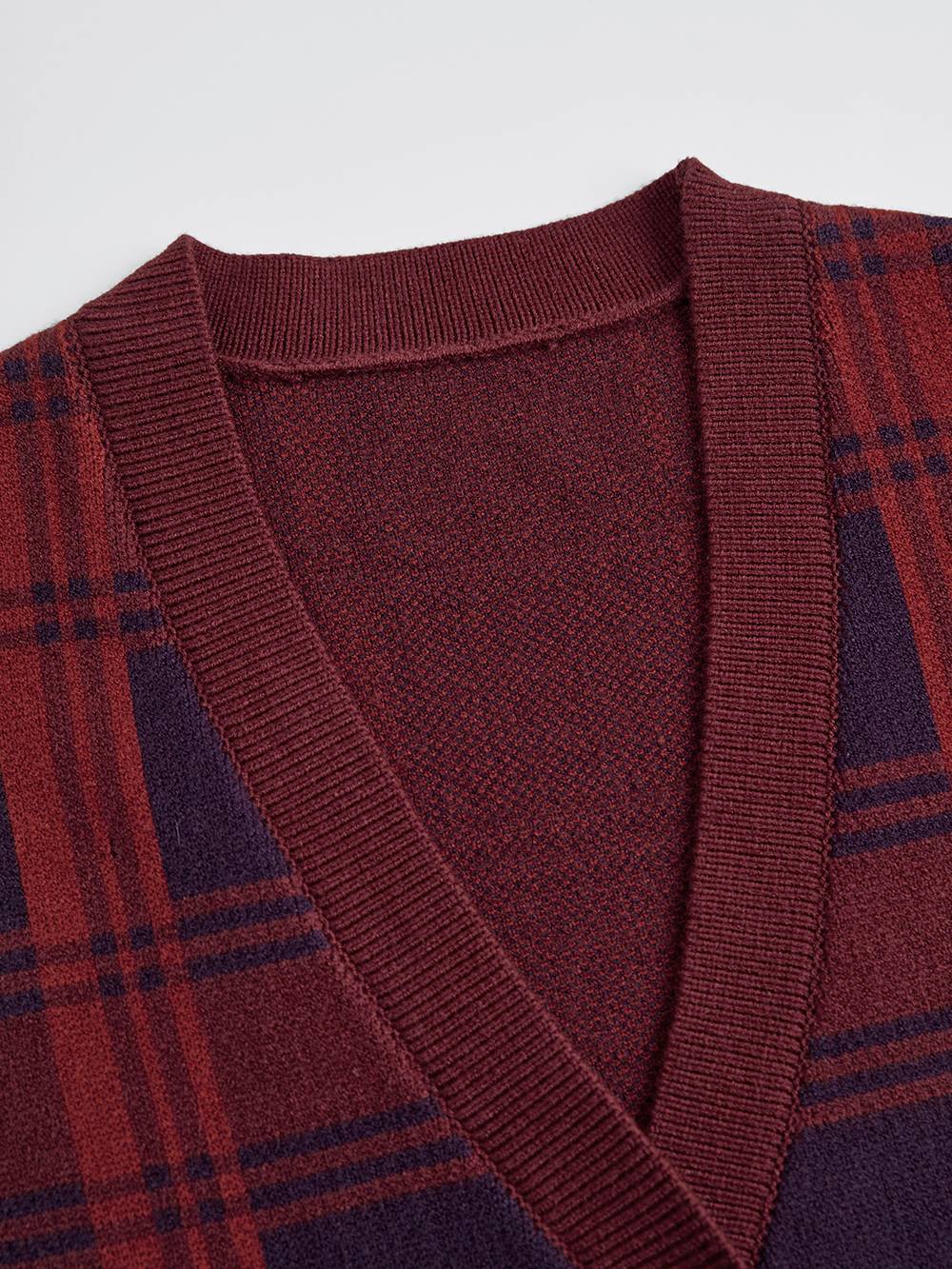 Red Plaid Cardigan Sweater