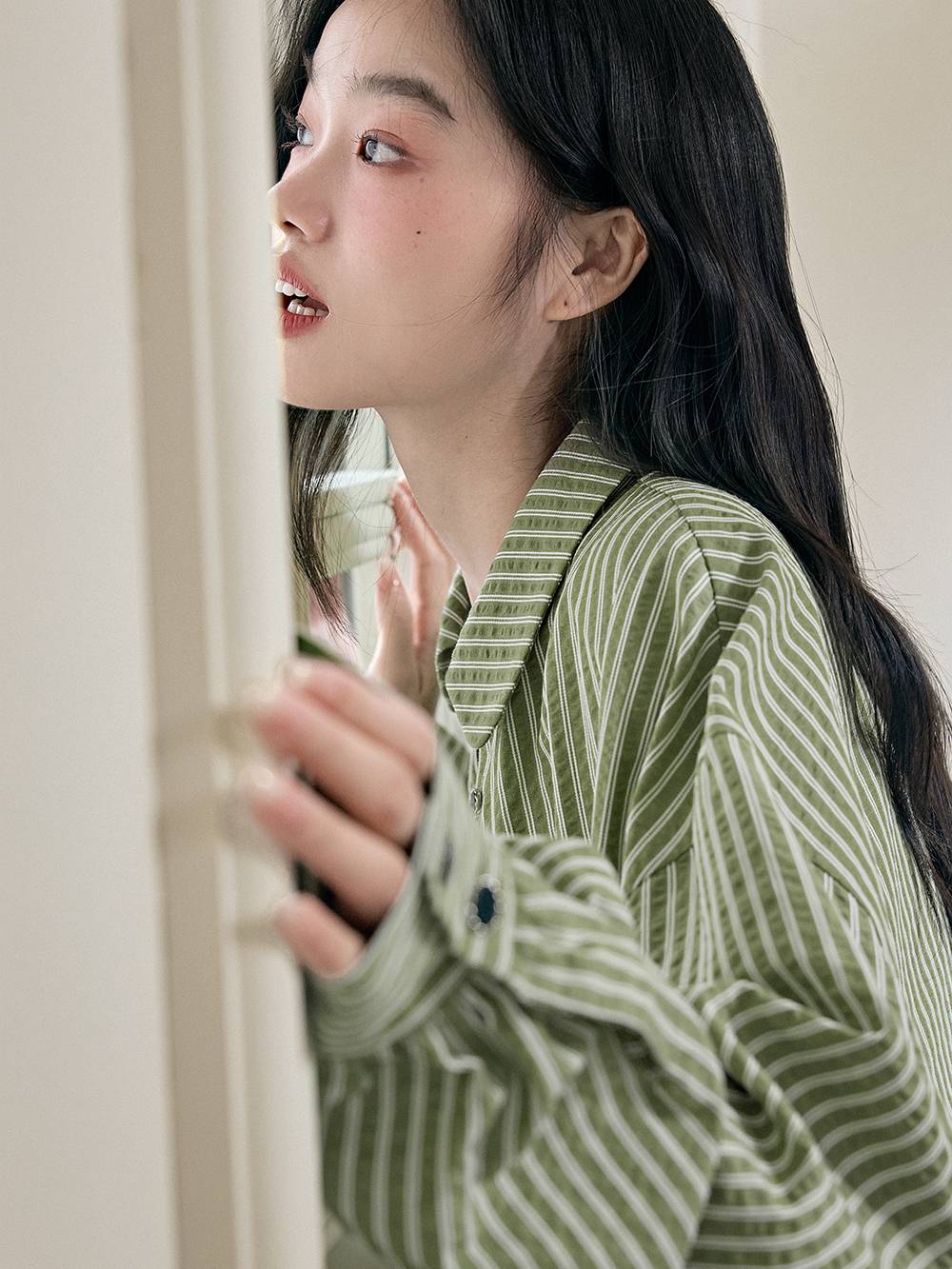 Striped Drawstring Waist Blouse