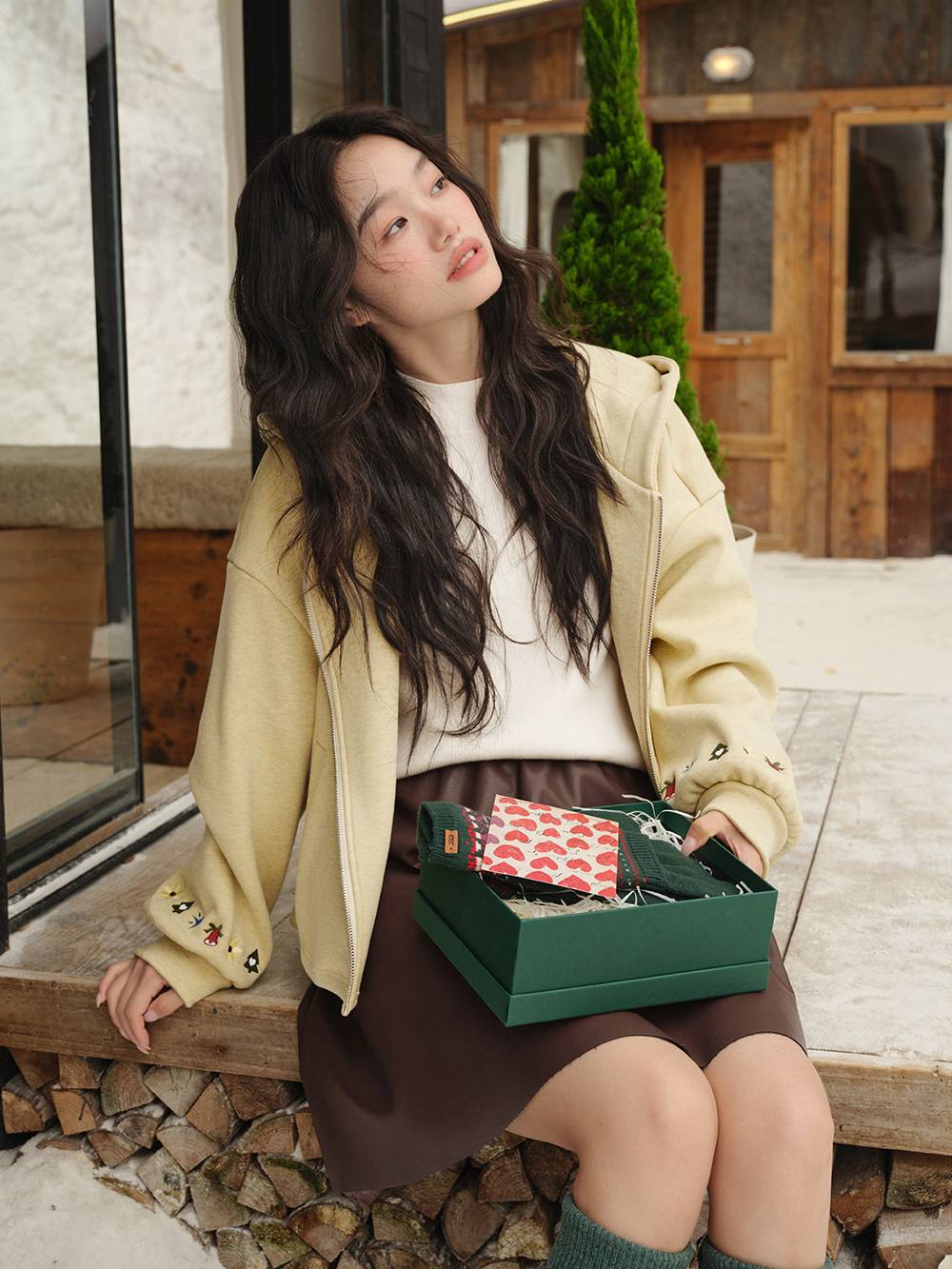 Embroidered Zip Up Hoodie